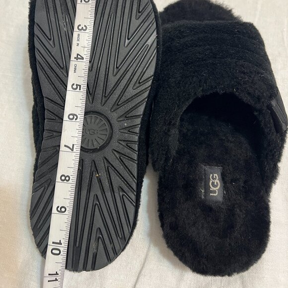 UGG Men’s Fluff Slippers Black Size 8 – Cozy Plush Open-Toe House Shoes - Picture 7 of 8